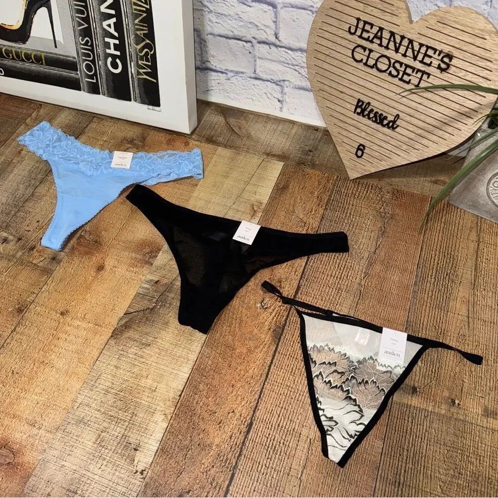 Nwt Auden 3 pair thong pantie bundle L